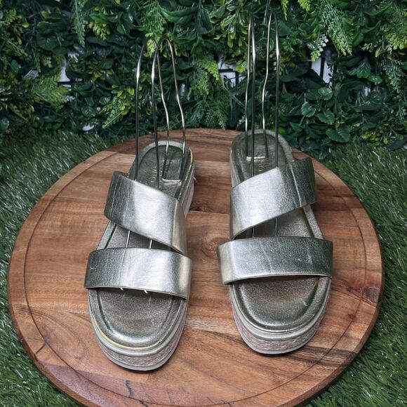 FRANCO SARTO Sandals Women 10 Gold Titan Platform Espadrille Jute‎ Wrap 2177 - Picture 8 of 14